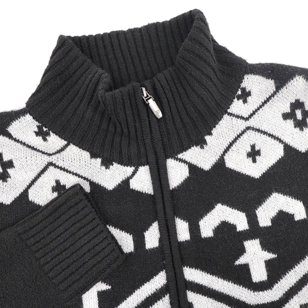 NEW 7 Diamonds Telluride Geometric Full Zip Sweater Black Long Sleeve Mens M